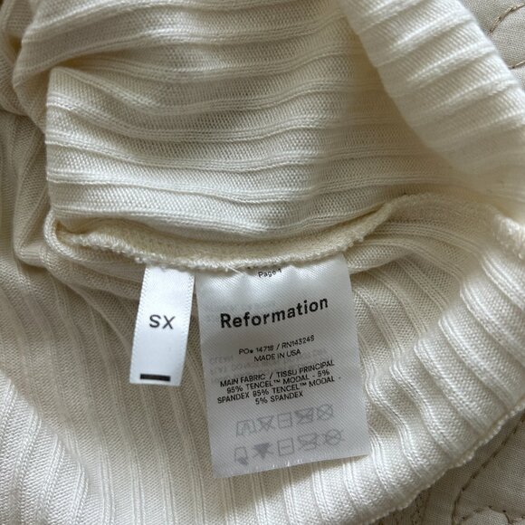 Reformation White Ribbed Button-Up Blouse - Picture 6 of 6
